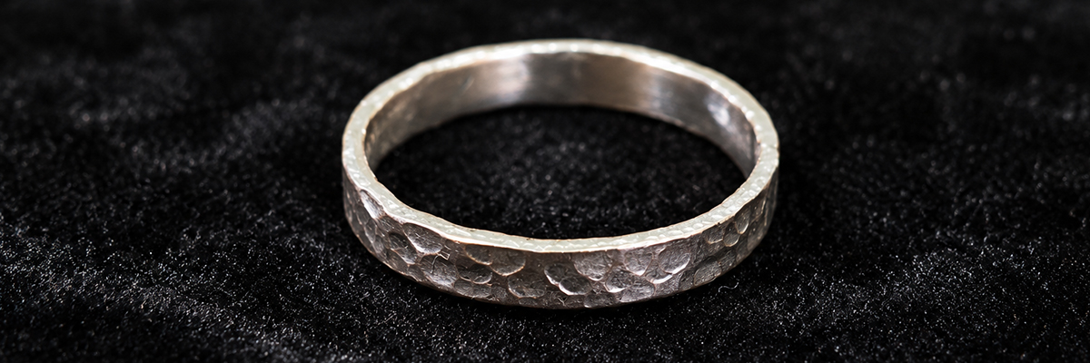 Classic hammered silver ring