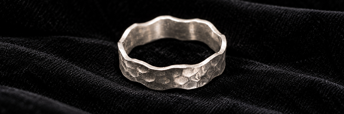 Wave edge silver ring