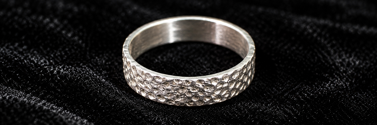 Rough textured silver ring